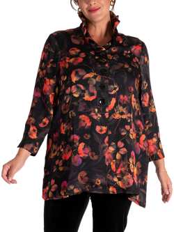 chesca Floral Tunic Top, Black/Red, Black/Red