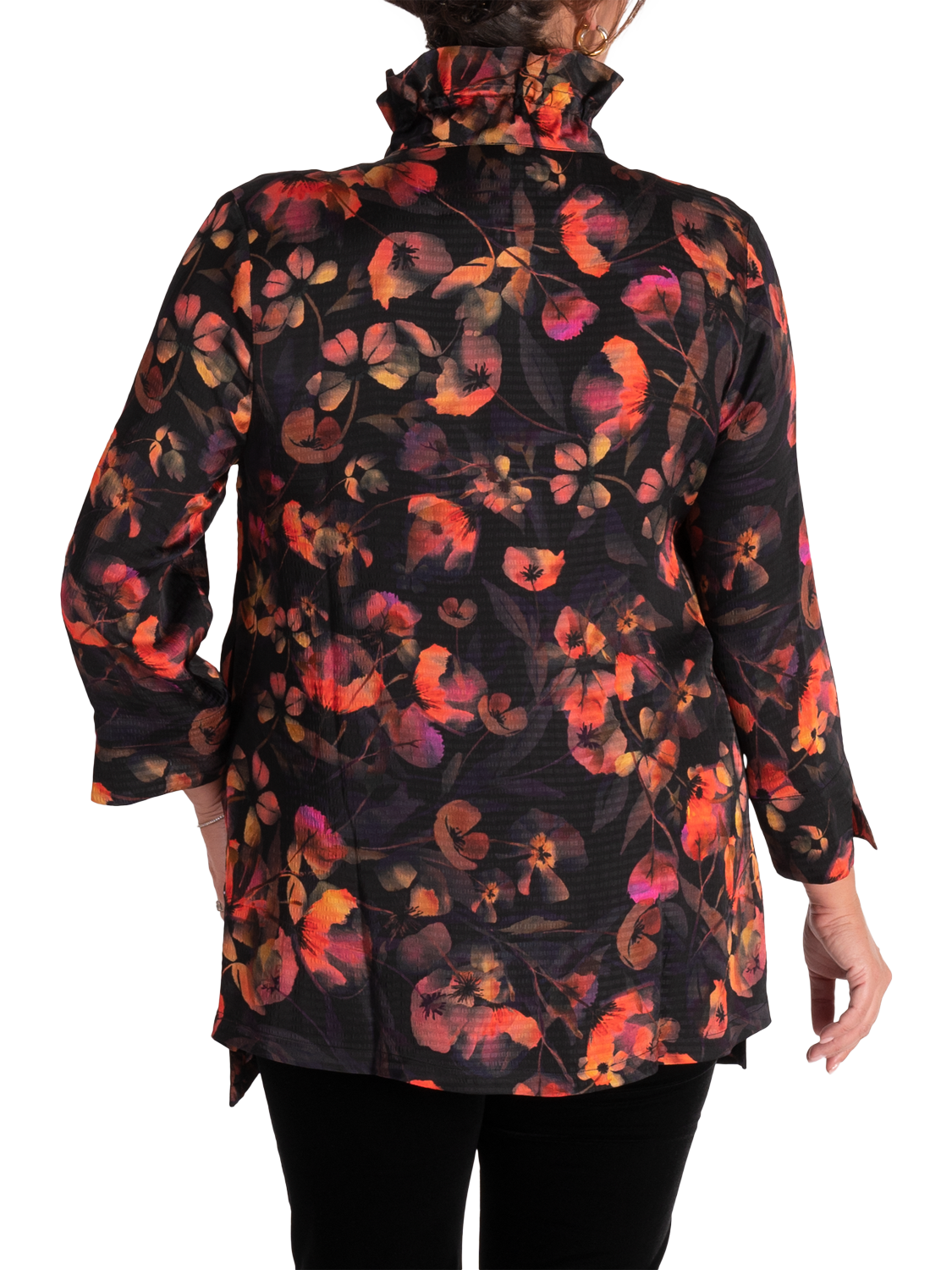 Product image 2 of 7, which shows chesca Floral Tunic Top, Black/Red, 12-14
