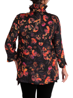 chesca Floral Tunic Top, Black/Red - view 2, Black/Red