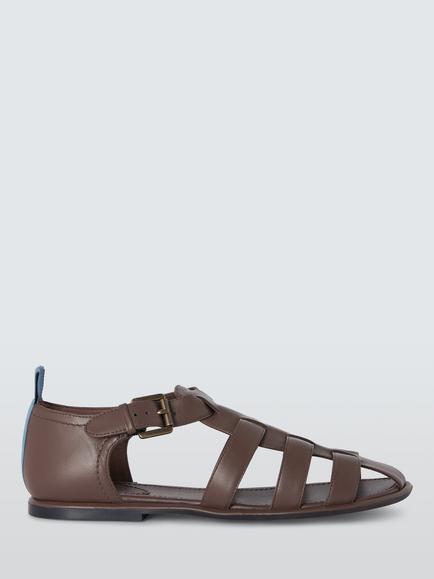 John Lewis Lara Leather Fisherman Sandals, Chocolate, Chocolate