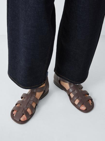 John Lewis Lara Leather Fisherman Sandals, Chocolate - view 2, Chocolate