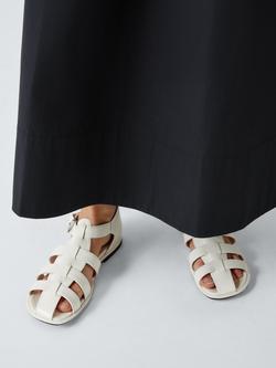 John Lewis Lara Leather Fisherman Sandals, Off White - view 2, Off White