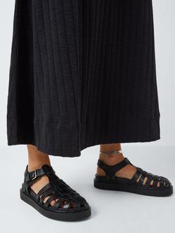 John Lewis Lucia Leather Flatform Closed Toe Fisherman Sandals, Black - view 2, Black