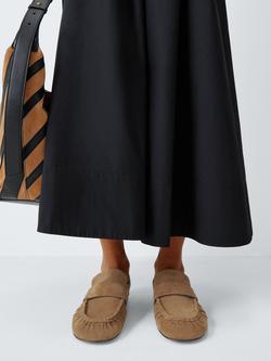 John Lewis Georgie Suede Round Toe Ruched Apron Loafers, Tobacco - view 2, Tobacco