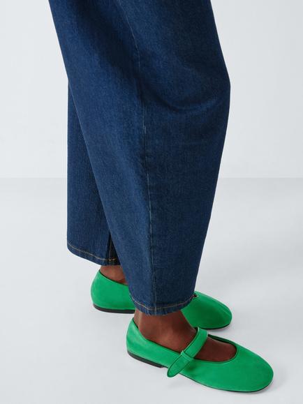 John Lewis Hamstead Suede Buckle Mary Jane Ballerina Pumps, Green - view 2, Green