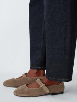 John Lewis Hamstead Mary Jane Suede Ballerina Pumps, Douglas Cow - view 2, Douglas Cow