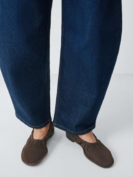 John Lewis Haze Suede Elasticated Top Line Ballerina Pumps, Chocolate - view 2, Chocolate