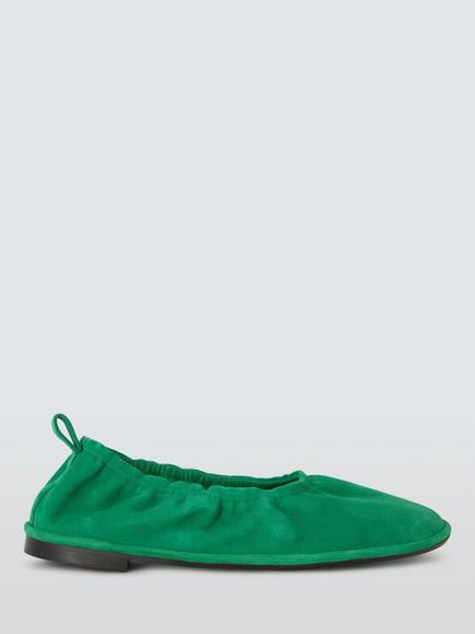 John Lewis Haze Suede Elasticated Top Line Ballerina Pumps, Green, Green