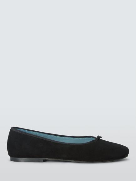 John Lewis Hero Suede Knot Detail Ballerina Pumps, Black, Black