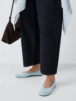 John Lewis Hero Suede Knot Detail Ballerina Pumps, Stone Blue - view 2, Stone Blue