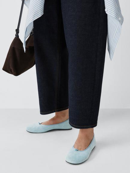 John Lewis Hero Suede Knot Detail Ballerina Pumps, Stone Blue - view 2, Stone Blue