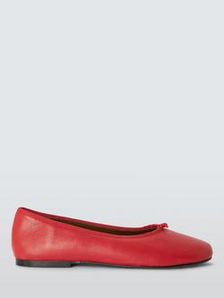 John Lewis Hero Leather Knot Detail Ballerina Pumps, Red, Red