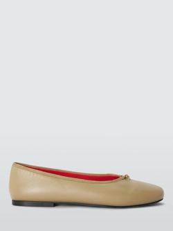John Lewis Hero Leather Knot Detail Ballerina Pumps, Sand, Sand