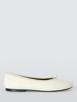John Lewis Hero Leather Knot Detail Ballerina Pumps, Off White, Off White