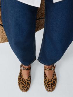 John Lewis Hettie Suede Round Toe High Cut Mary Jane Ballerina Pumps, Tan/Multi - view 2, Tan/Multi