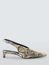 John Lewis Cassandra Leather Snake Print High Vamp Pointed Slingback Court Shoes, Multi
