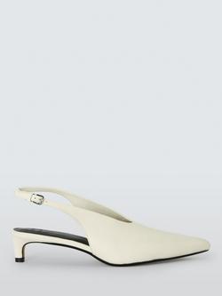 John Lewis Cassandra Leather High Vamp Pointed Slingback Court Shoes, Off White, Off White