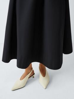 John Lewis Cassandra Leather High Vamp Pointed Slingback Court Shoes, Off White - view 2, Off White