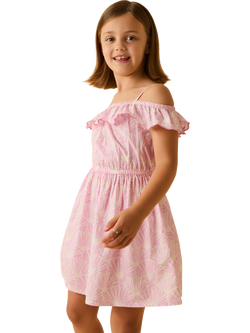 Angels by Accessorize Kids' Cotton Shell Print Dress, Lilac, Lilac