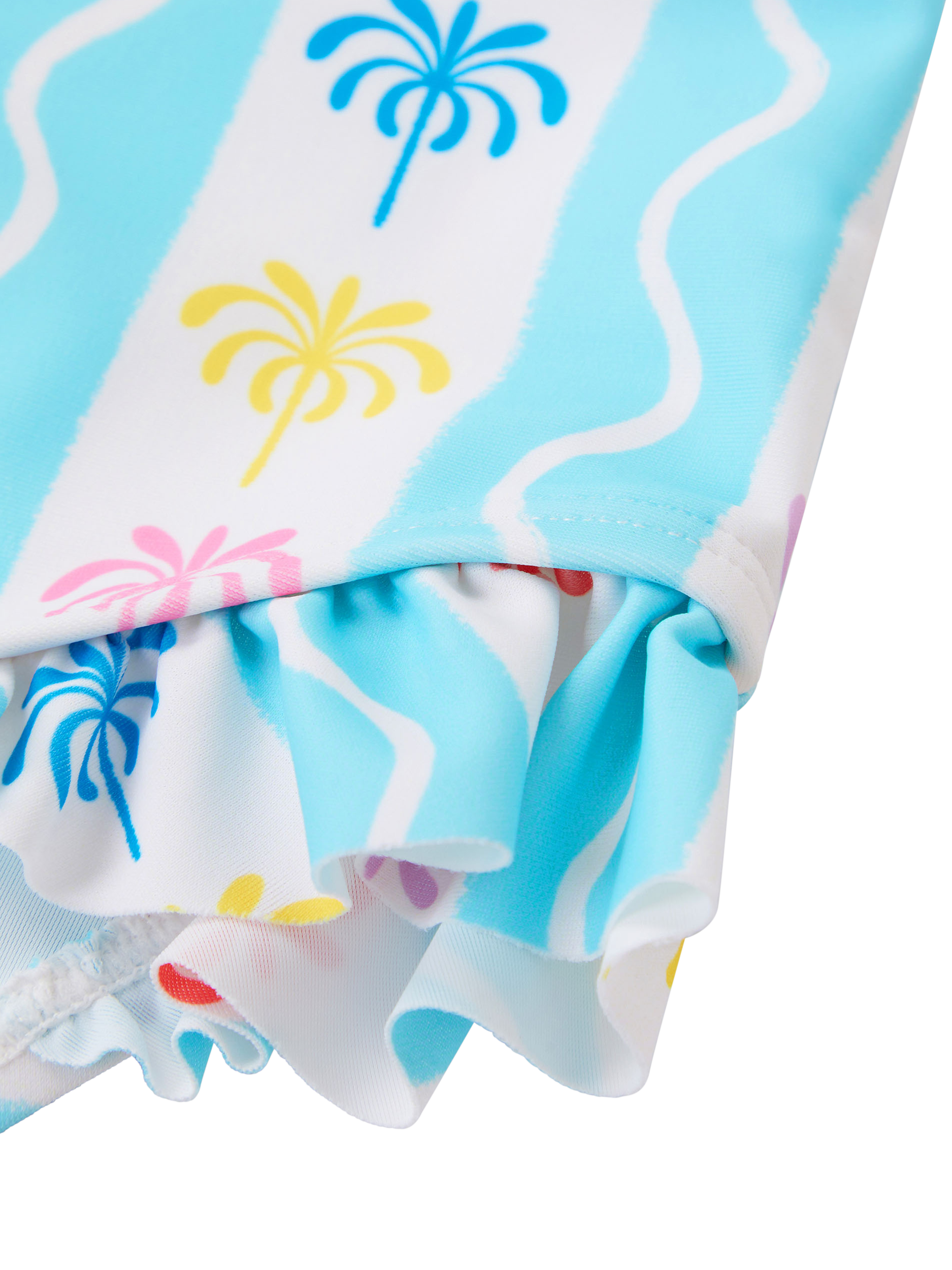 Product image 4 of 4, which shows Angels by Accessorize Kids' Palm Print Swimsuit, Brights Multi, 9-10 years