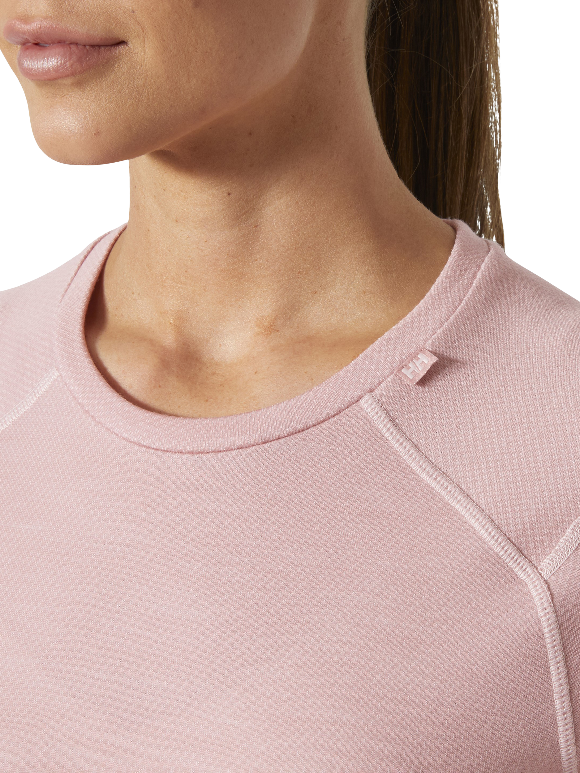 Product image 3 of 3, which shows Helly Hansen Women's LIFA® Merino Midweight Crew Base Layer, Pink Salt, M