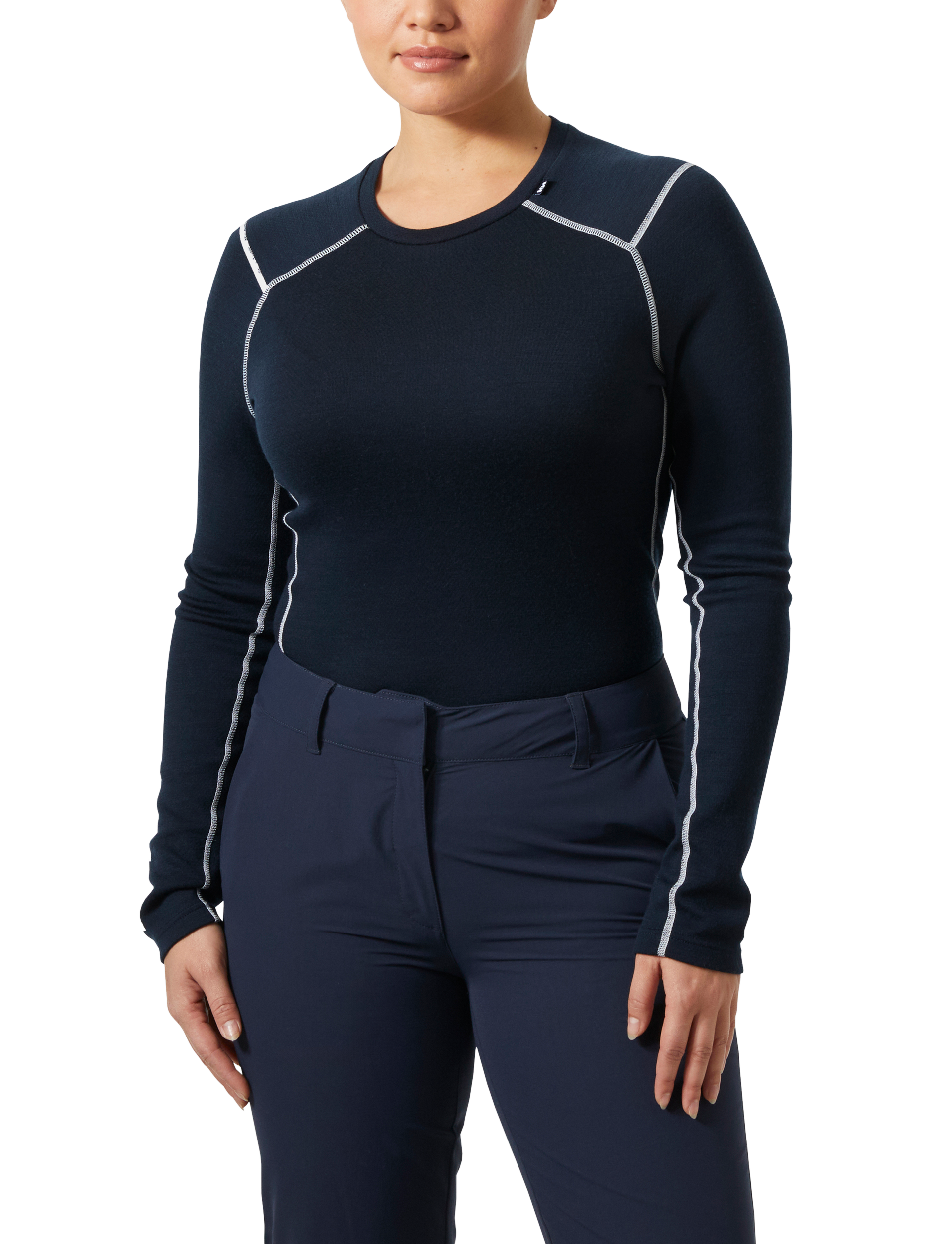 Product image 1 of 4, which shows Helly Hansen Lifa Merino Crew Neck Jumper, Navy, M