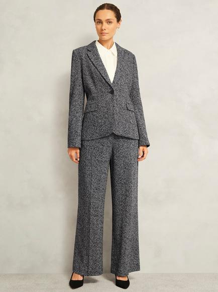 Hobbs Marlyn Herringbone Wool Blend Jacket, Black/White, Black/White