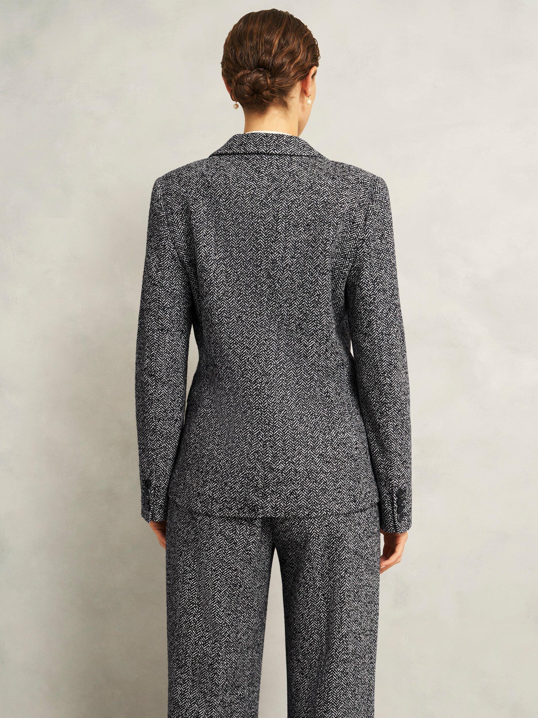 Product image 2 of 5, which shows Hobbs Marlyn Herringbone Wool Blend Jacket, Black/White, 10