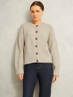 Hobbs Freya Crew Neck Cardigan, Oatmeal, Oatmeal