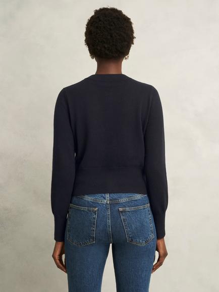 Hobbs Penelope Gem Wool Blend Cardigan, Navy - view 2, Navy