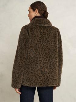 Hobbs Dania Leopard Print Faux Fur Jacket, Brown/Multi - view 2, Brown/Multi