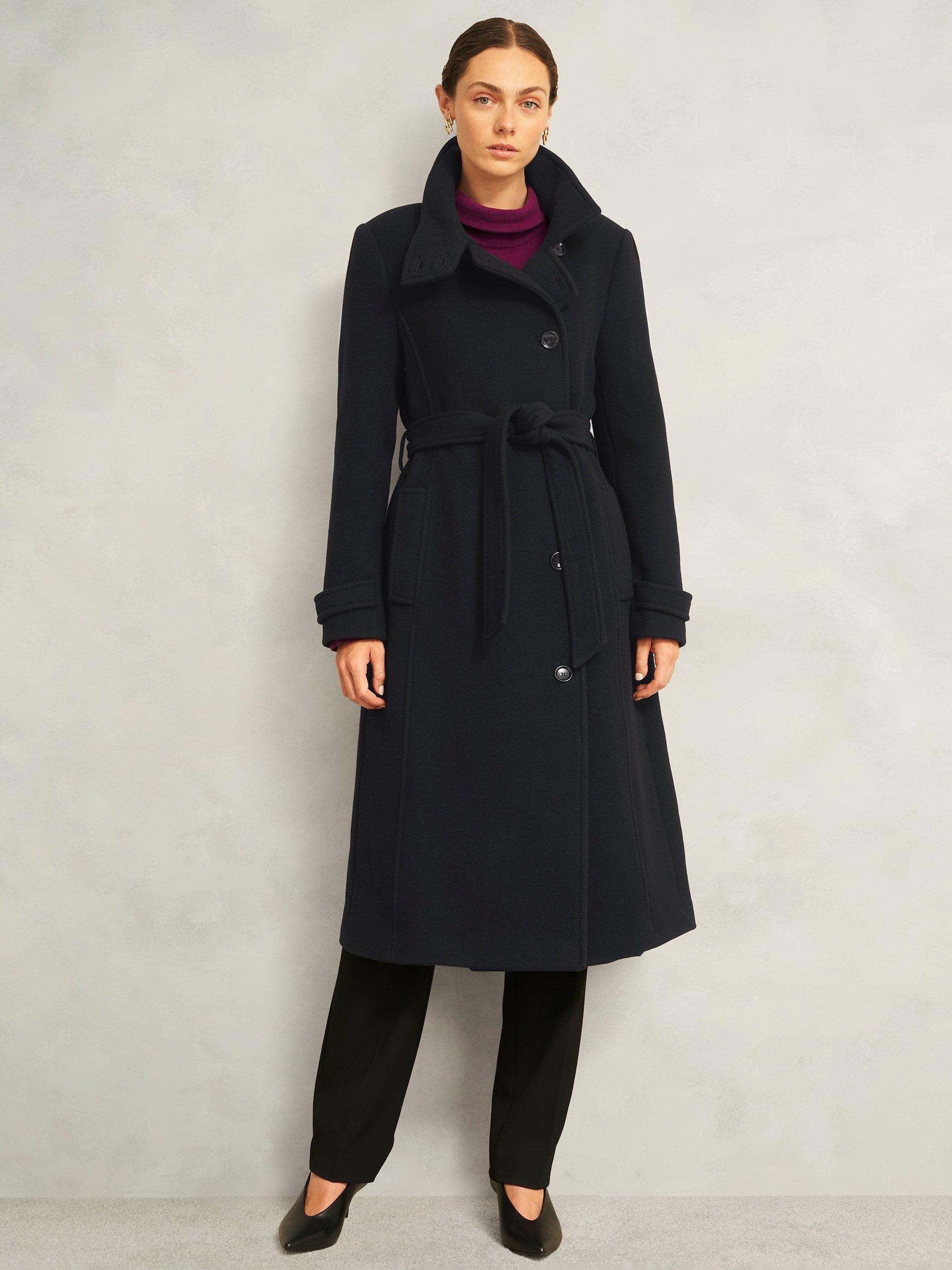Product image 1 of 6, which shows Hobbs Delilah Wool Rich Coat, Black, 10