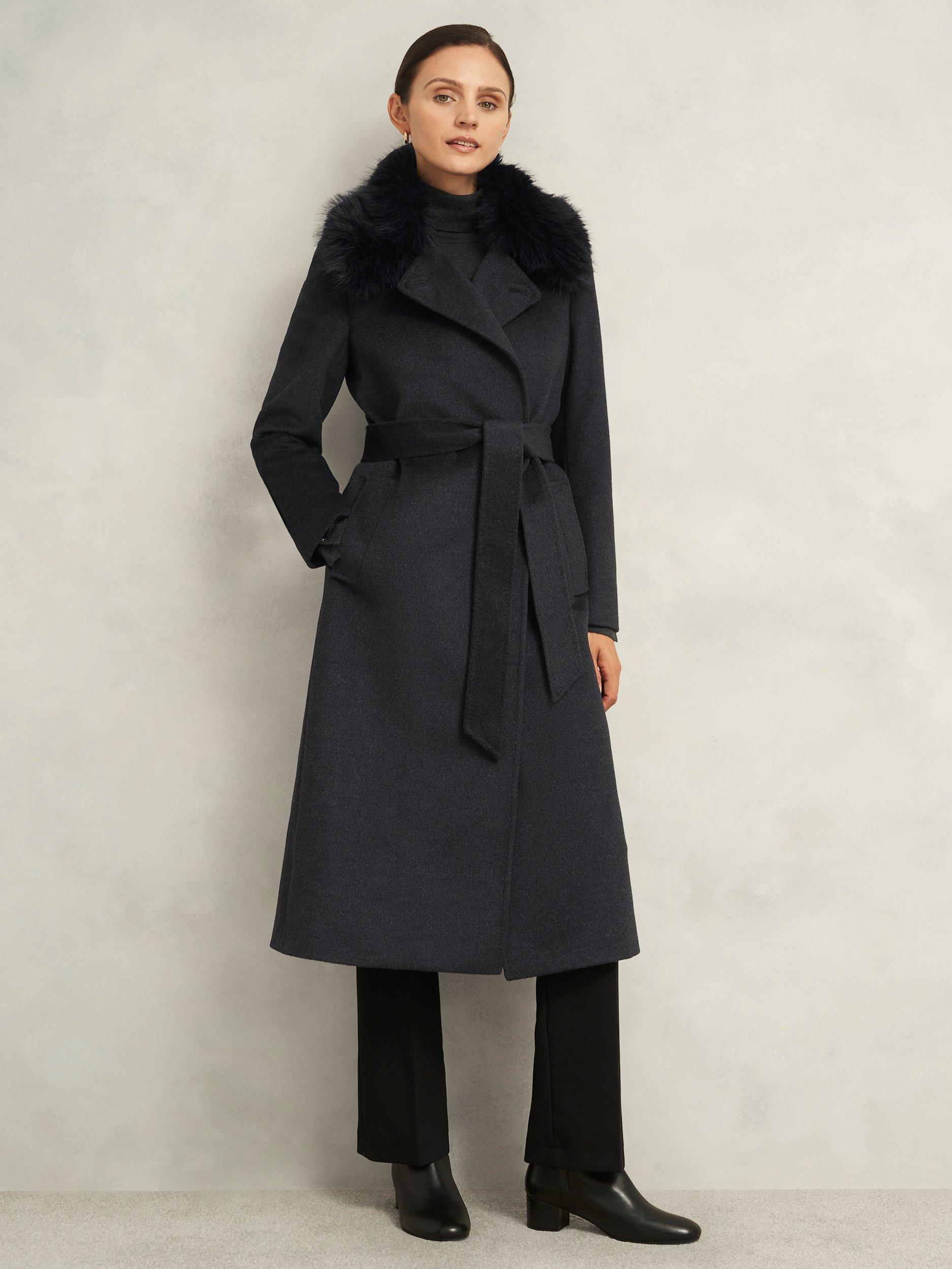 Product image 1 of 6, which shows Hobbs Livia Pure Wool Coat, Charcoal Grey, 10