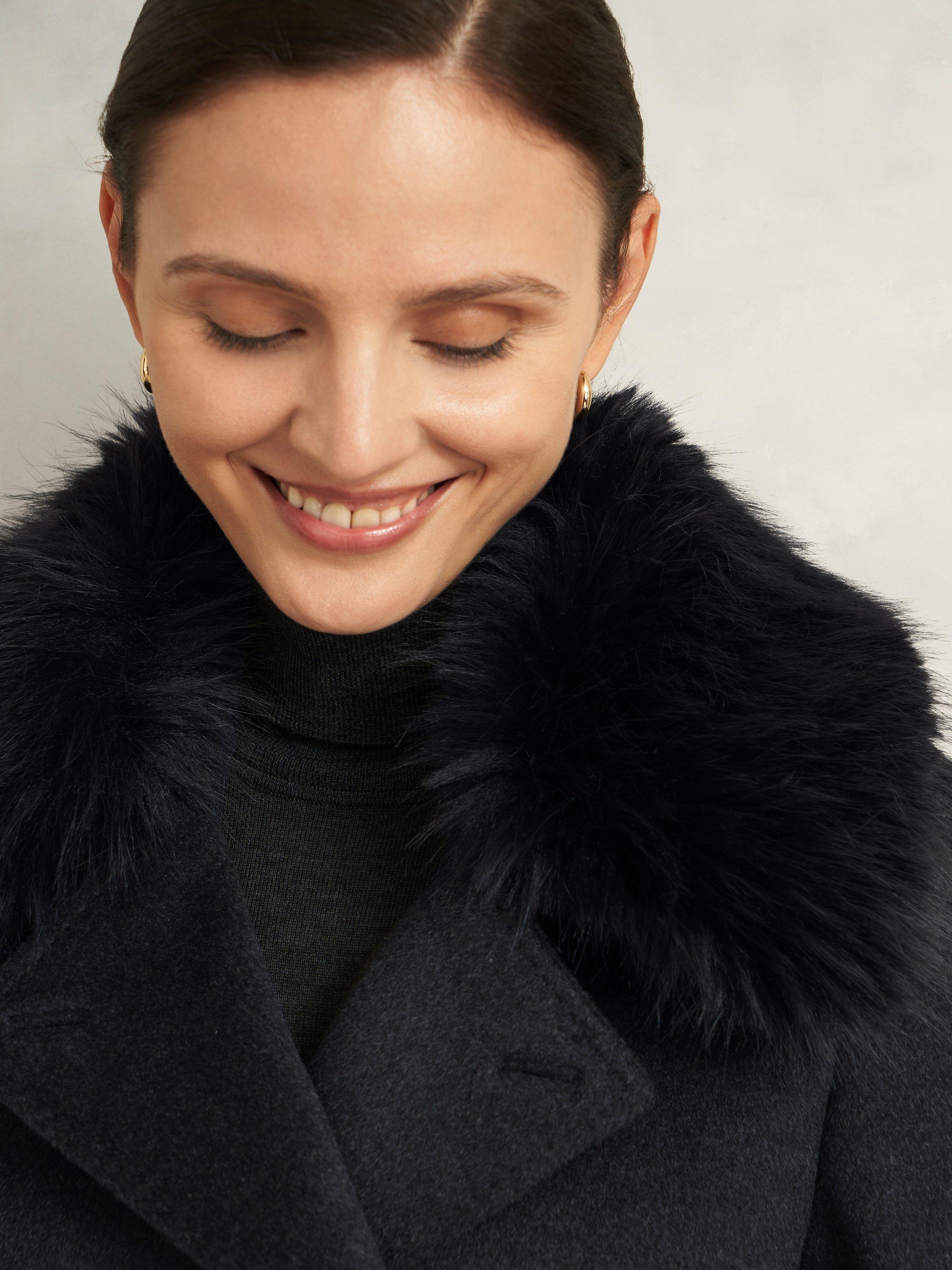 Product image 3 of 6, which shows Hobbs Livia Pure Wool Coat, Charcoal Grey, 10