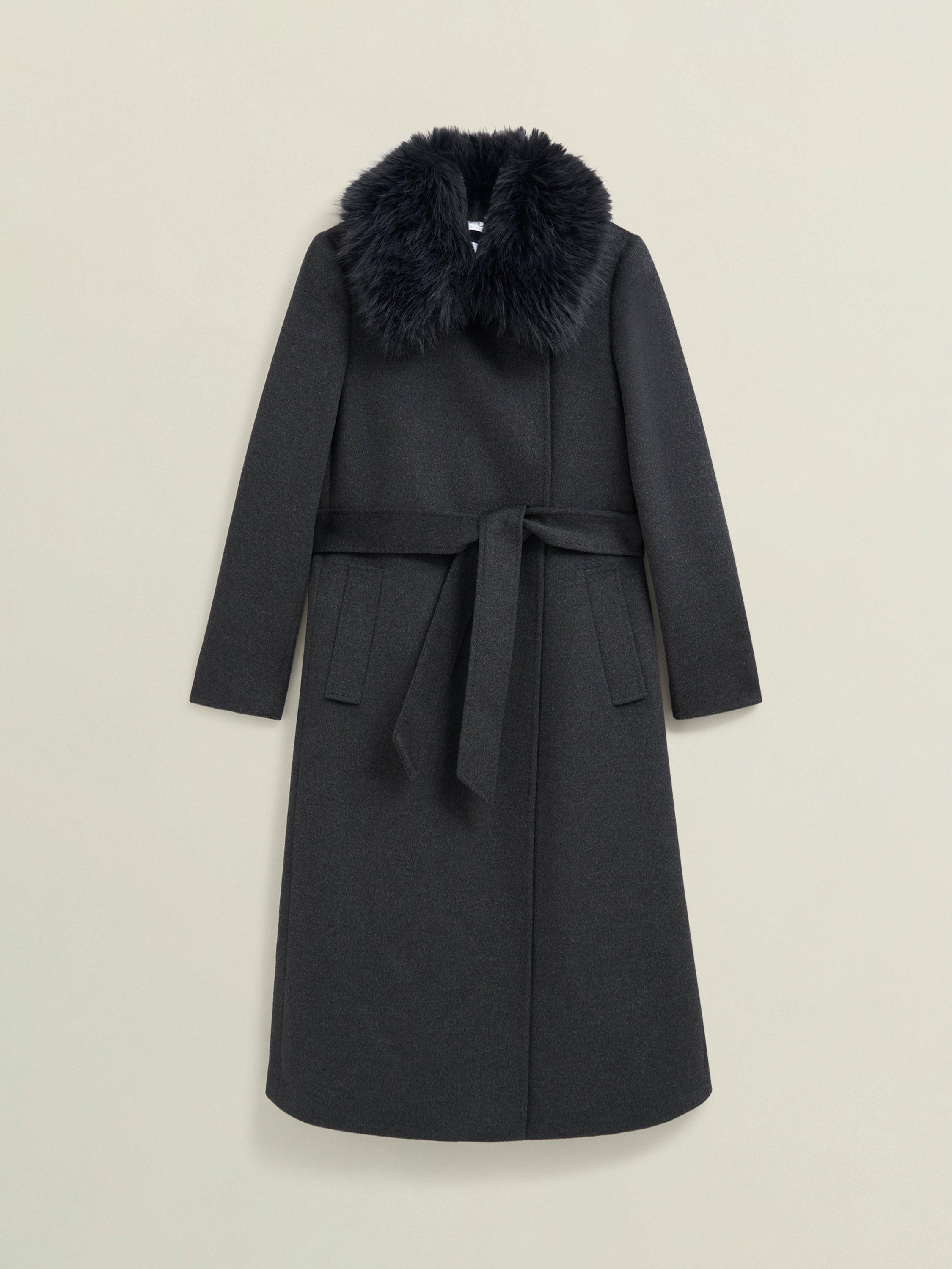 Product image 4 of 6, which shows Hobbs Livia Pure Wool Coat, Charcoal Grey, 10