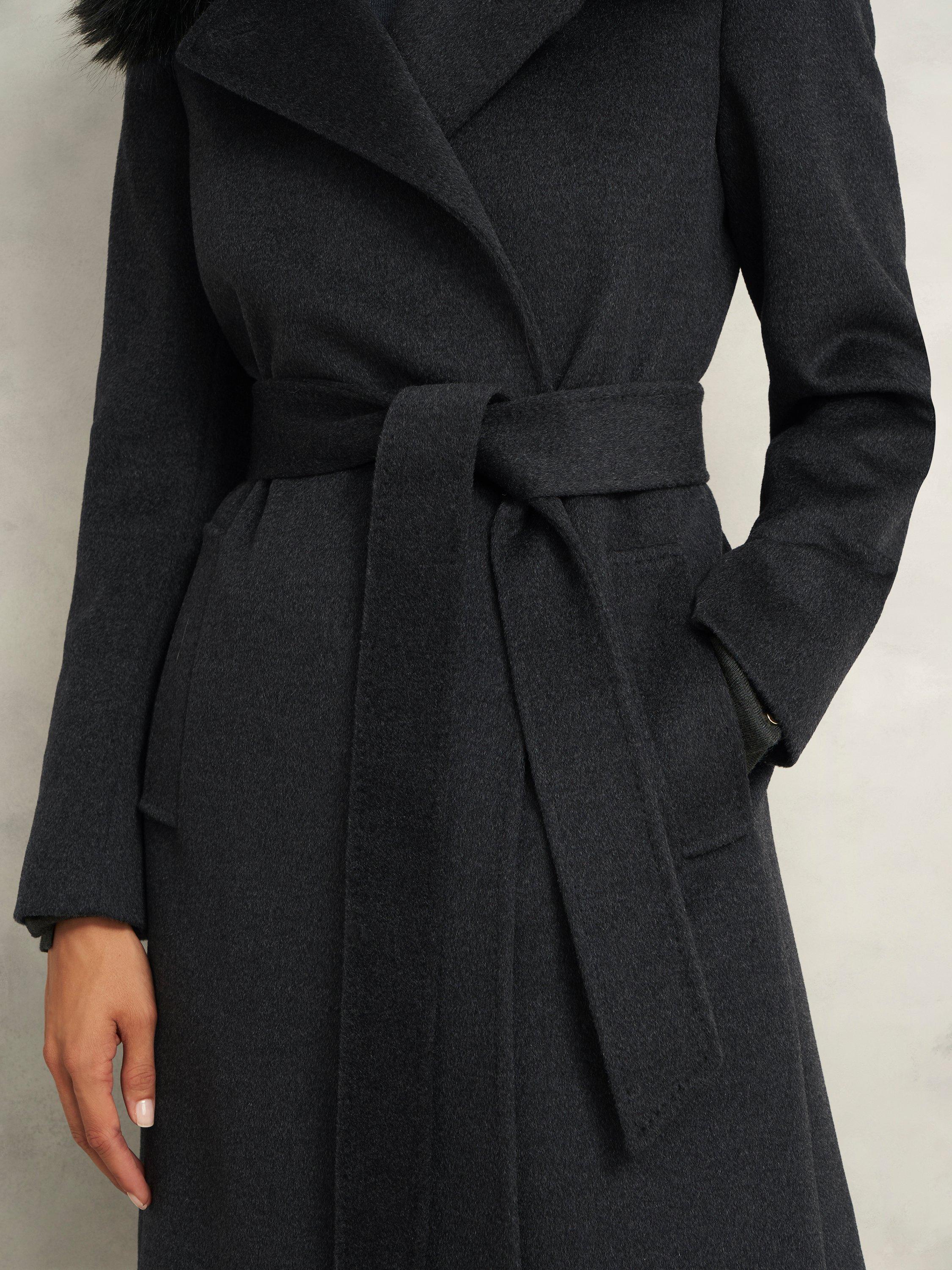 Product image 5 of 6, which shows Hobbs Livia Pure Wool Coat, Charcoal Grey, 10