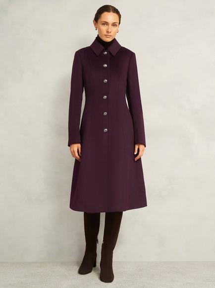 Hobbs Iona Pure Wool Coat, Malbec Purple, Malbec Purple