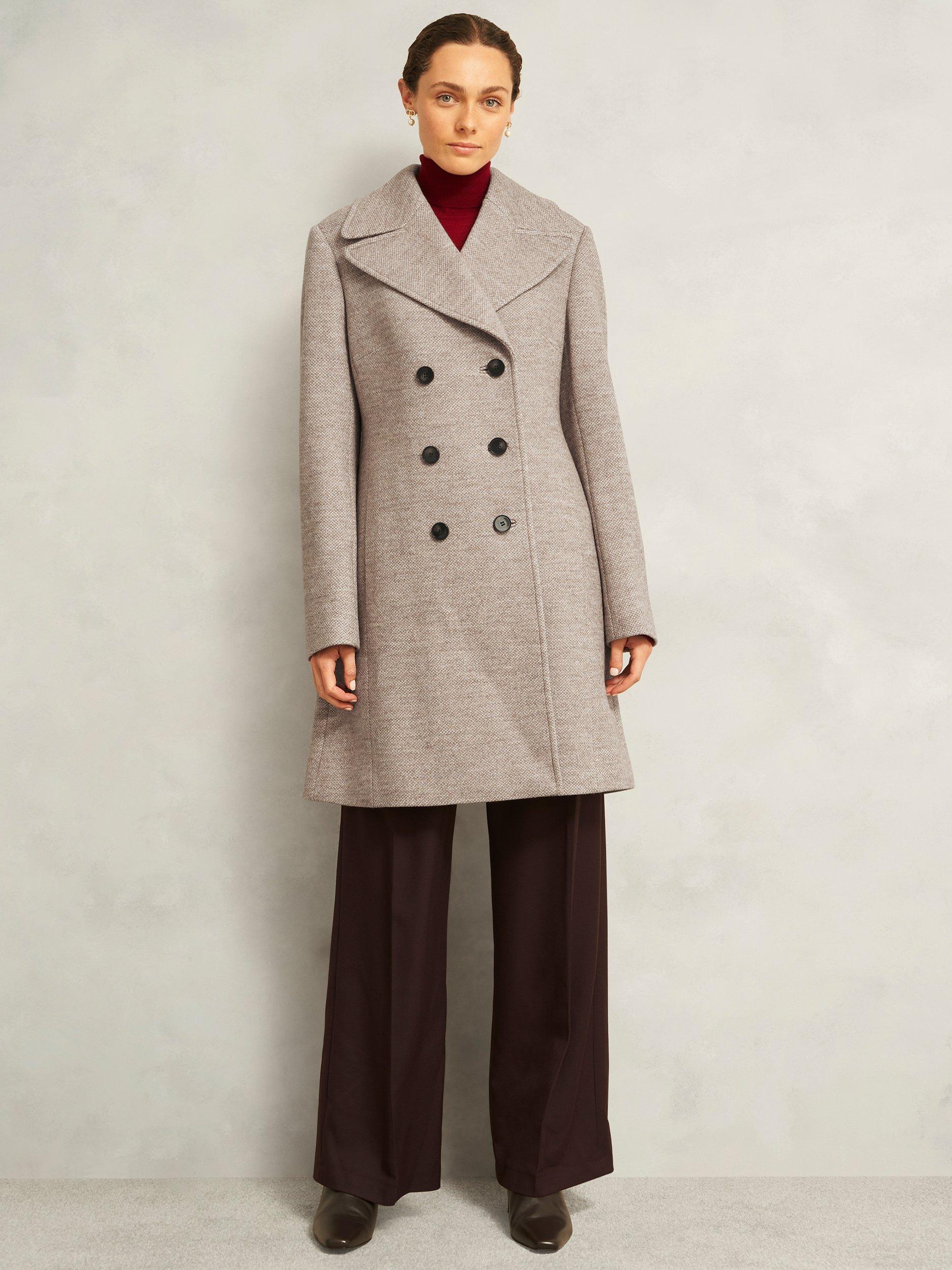 Product image 1 of 7, which shows Hobbs Janetta Wool Rich Coat, Neutral, 10