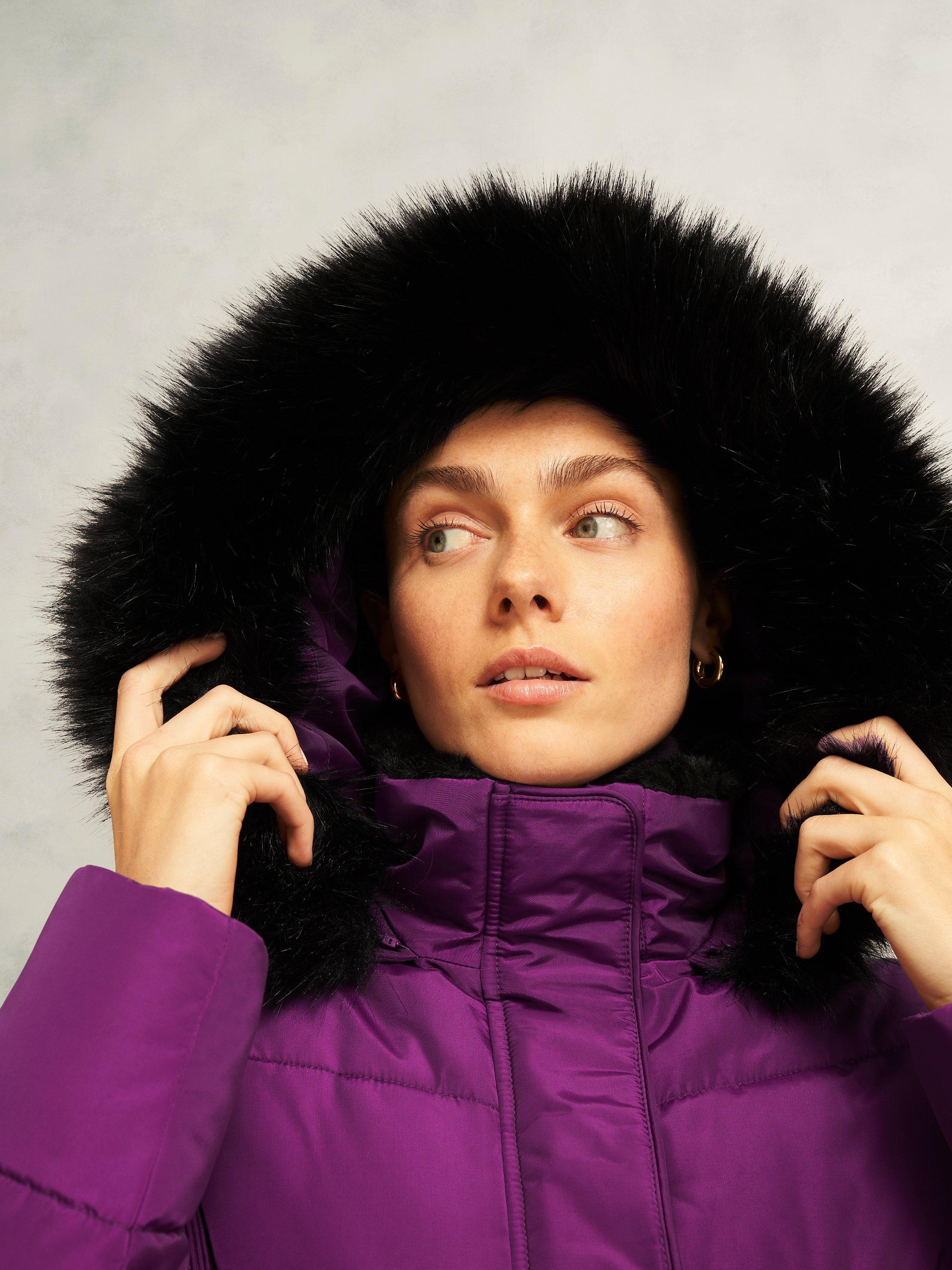 Product image 3 of 6, which shows Hobbs Jaymie Shower Resistant Puffer Jacket, Vibrant Purple, 6