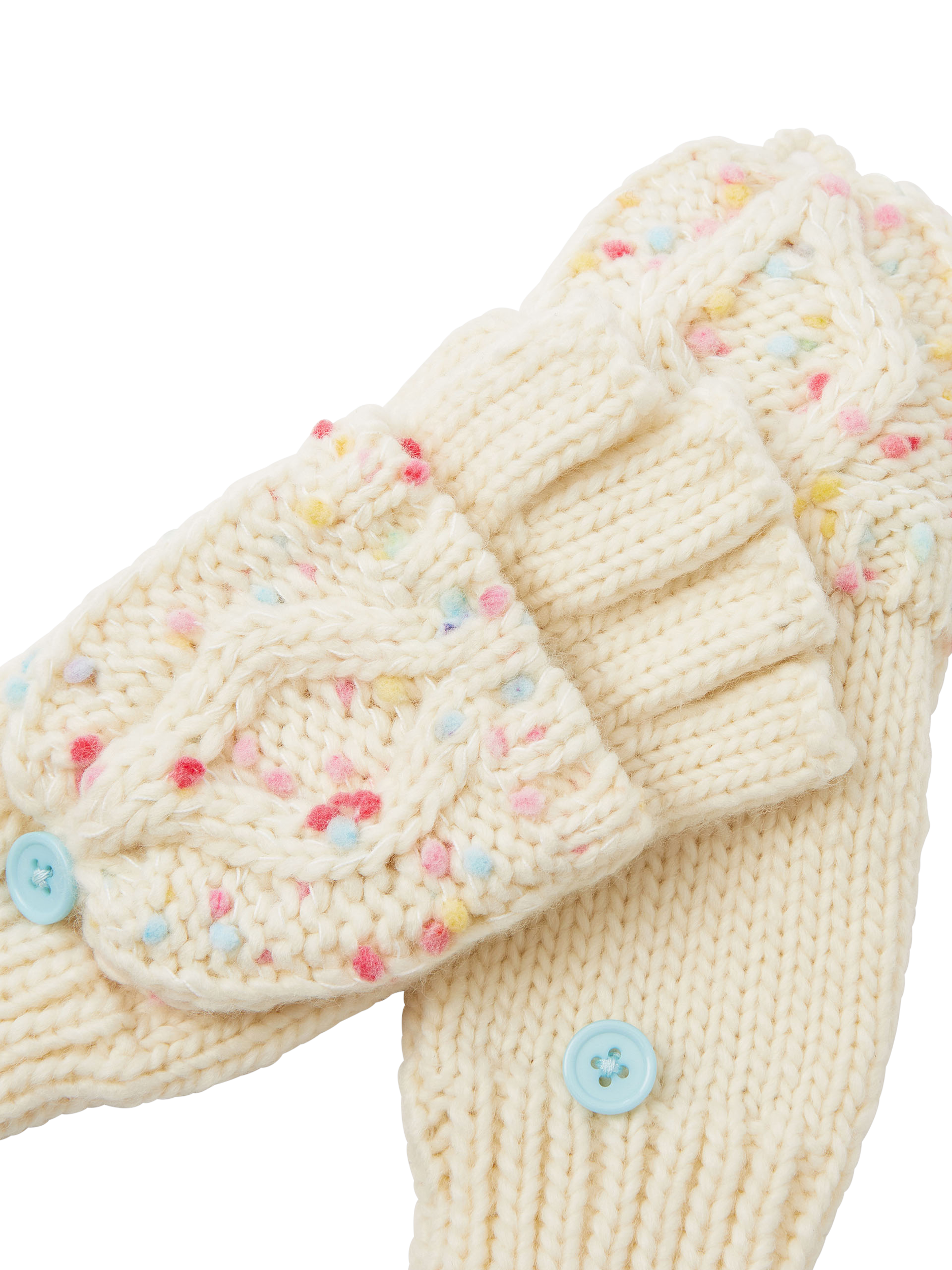 Product image 3 of 3, which shows Angels by Accessorize Kids' Sprinkles Gloves, Ivory, 3-5 years