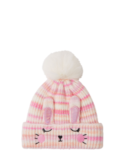Angels by Accessorize Kids' Knitted Bunny Hat, Multi - view 2, Multi