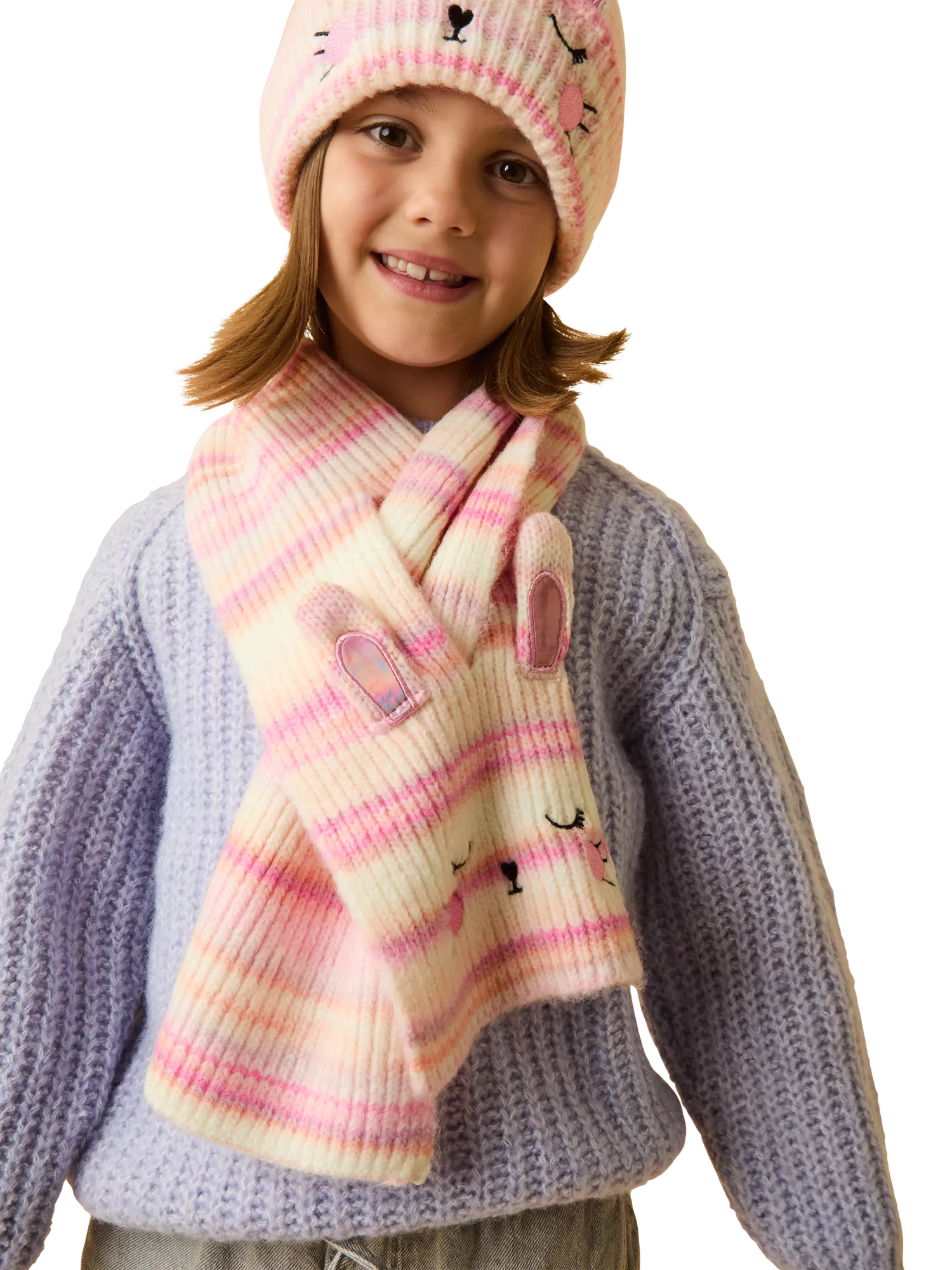 Angels by Accessorize Kids' Knitted Bunny Scarf, Multi