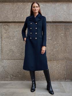 Hobbs Larna Pure Wool Coat, Navy, Navy