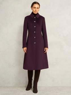 Hobbs Petite Iona Pure Wool Coat, Malbec Purple, Malbec Purple