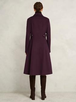 Hobbs Petite Iona Pure Wool Coat, Malbec Purple - view 2, Malbec Purple
