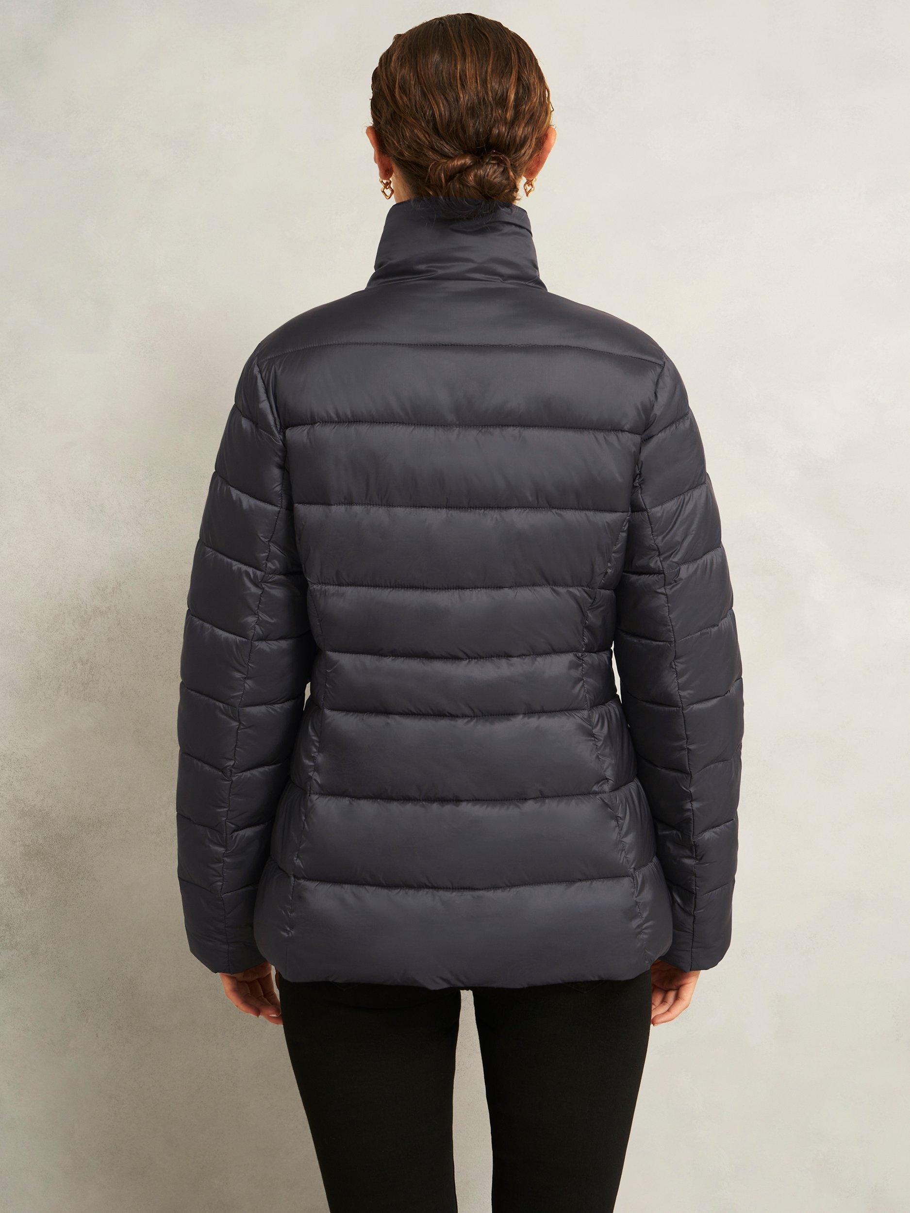 Product image 2 of 7, which shows Hobbs Petite Tana Shower Resistant Puffer Jacket, Charcoal, 6