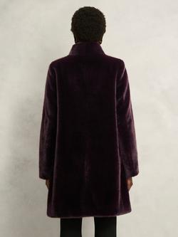 Hobbs Petite Tarini Faux Fur Coat, Wine - view 2, Wine