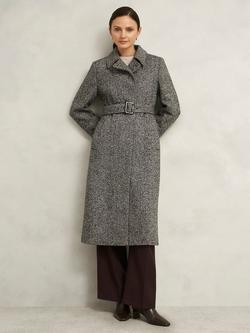 Hobbs Petite Wendy Wool Rich Coat, Black/Ivory, Black/Ivory