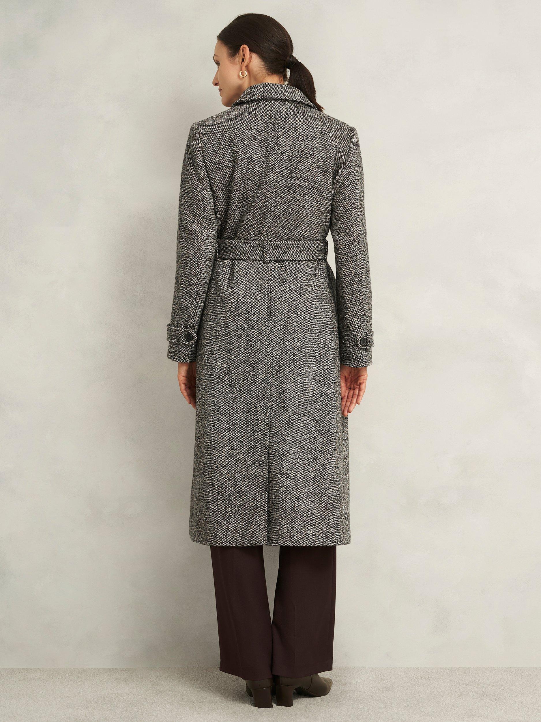 Product image 2 of 7, which shows Hobbs Petite Wendy Wool Rich Coat, Black/Ivory, 10