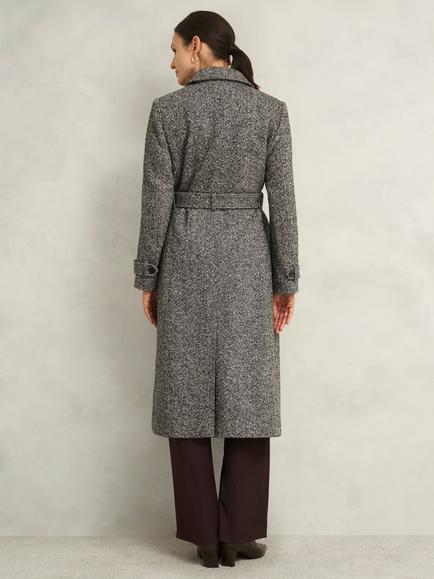 Hobbs Petite Wendy Wool Rich Coat, Black/Ivory - view 2, Black/Ivory